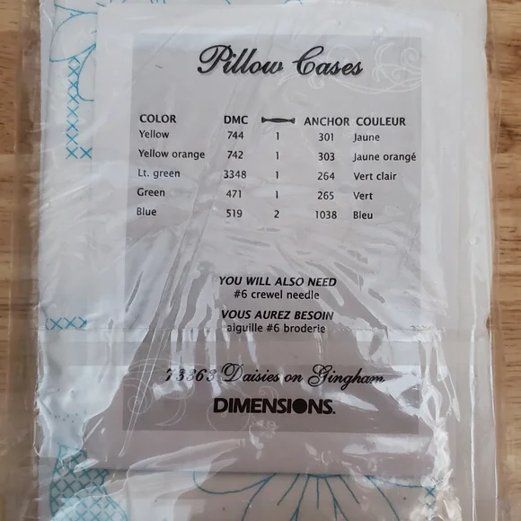 Stamped Cross Stitch Pillowcases with Floral Design - Picture 2 of 4